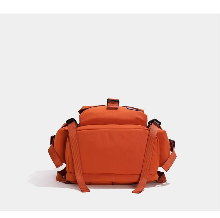 Unisex Casual Orange Nylon Waterproof Backpack | Large Capacity