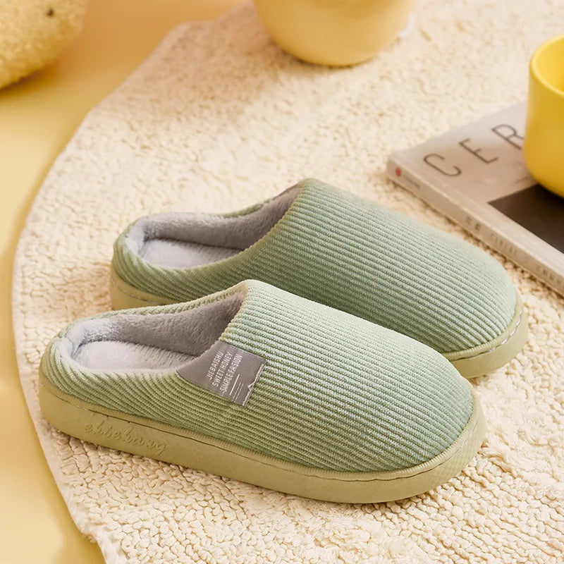 Cozy Plush Cotton Slippers for Couples | Anti-Slip Indoor Footwear