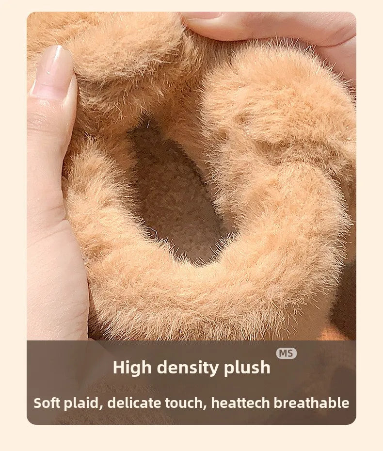 Women's Cute Cartoon Dog Plush Slippers | Fluffy Warm House Shoes