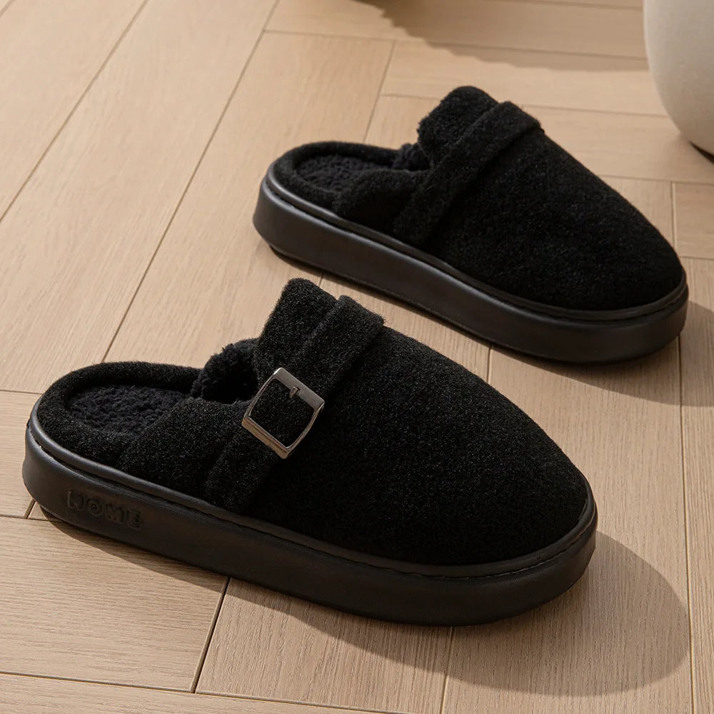 Couples Plush Fleece Slippers | Warm Non-Slip House Shoes
