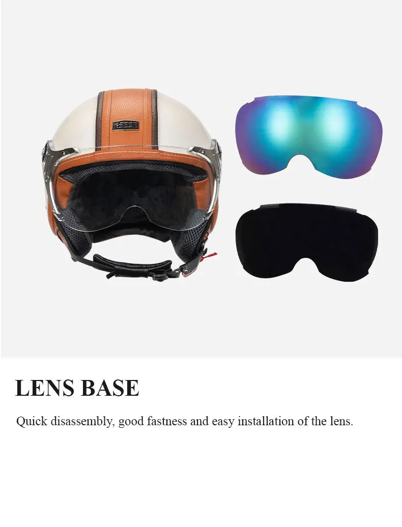 Half Face Double Lens Motorcycle Helmet | Stylish & Safe