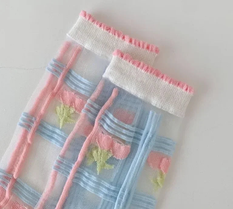 Women's Crystal Silk Socks | Ultra-Thin Breathable Lace Socks