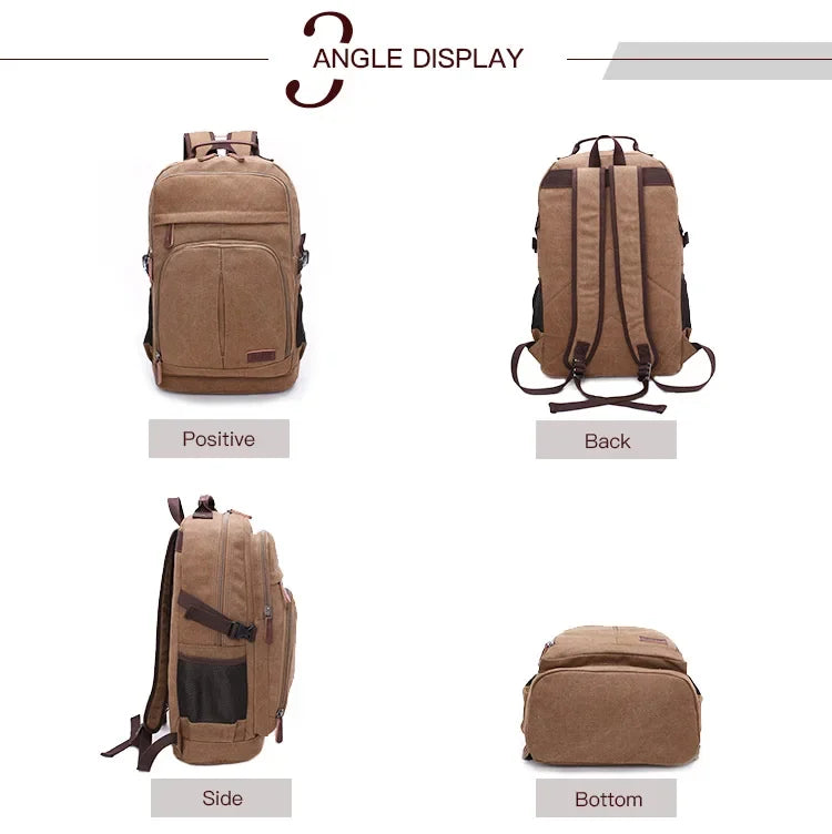 Men's Multifunctional Canvas Backpack | Spacious Travel & Hiking Bag