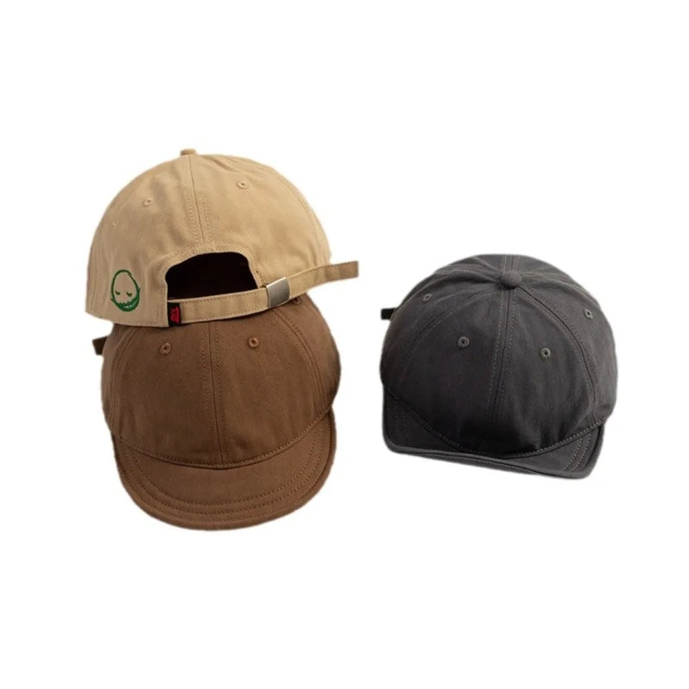 Solid Color Short Brim Baseball Cap | Adjustable Snapback Hat