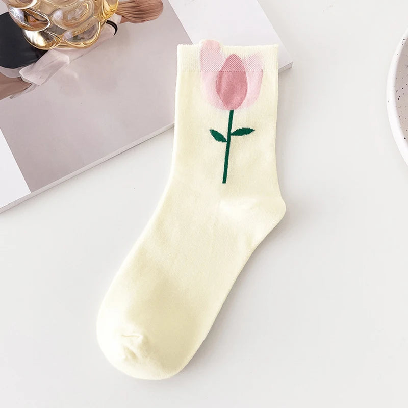 Women's Cartoon Flower Candy Color Socks | Stylish & Comfortable