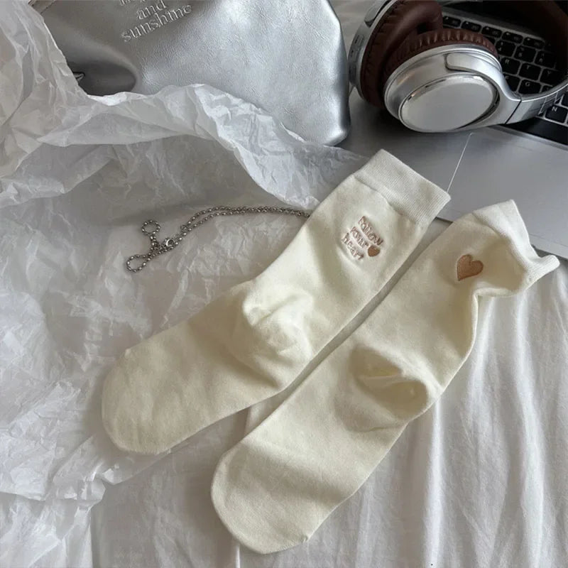 Calcetines de algodón a media pantorrilla | Calzado de invierno elegante para mujer