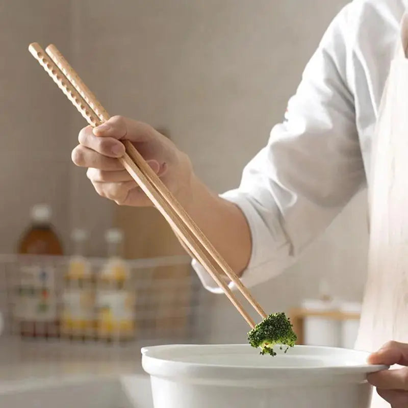 Extra Long Wooden Chopsticks | Polished Beech for Cooking & Dining