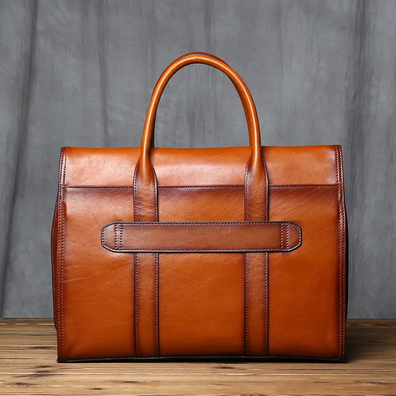 Vintage Genuine Leather Men's Briefcase for 14 Inch Laptops