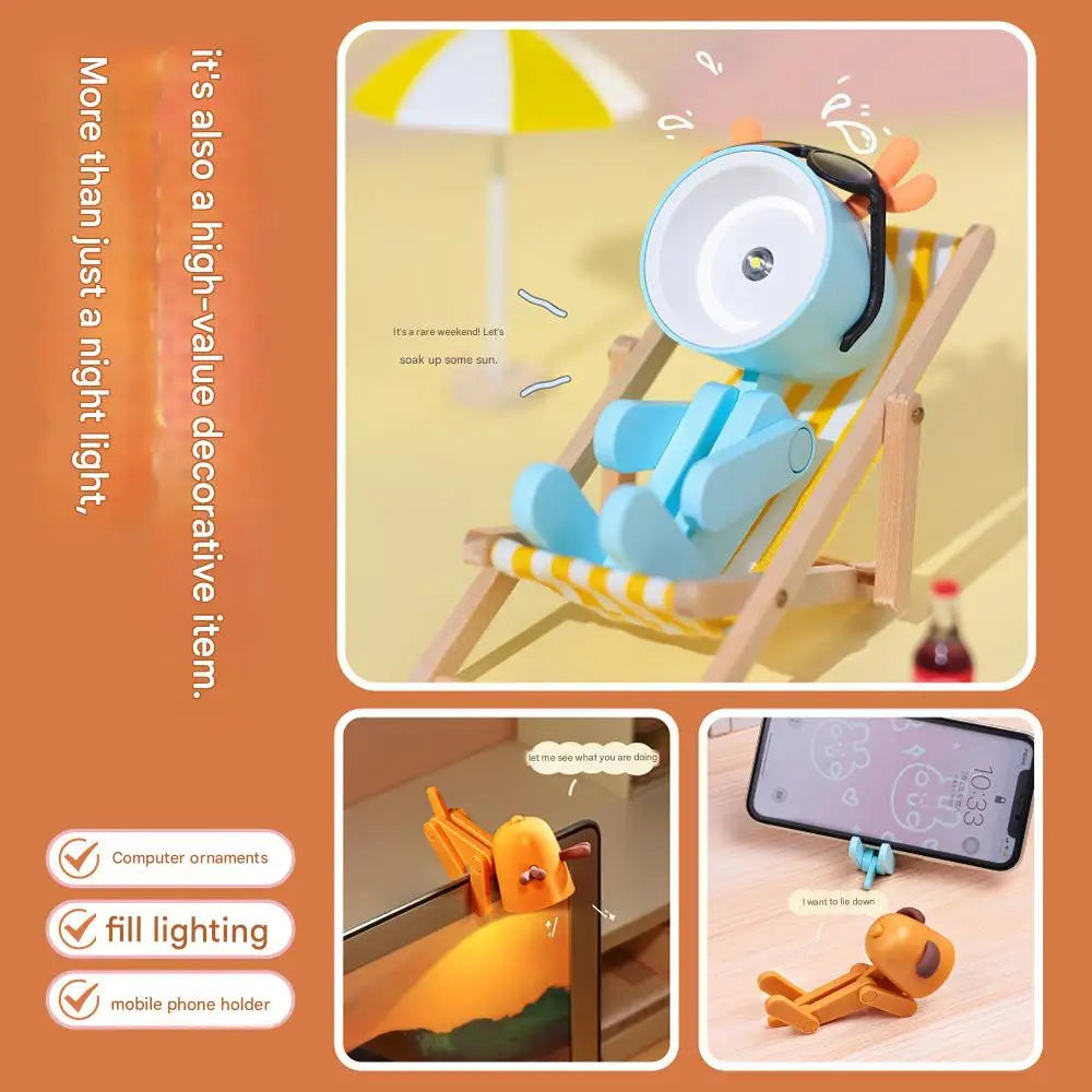 Adorable Mini Lámpara de Noche de Cachorro Manchado | Bonito Regalo de Lámpara de Escritorio