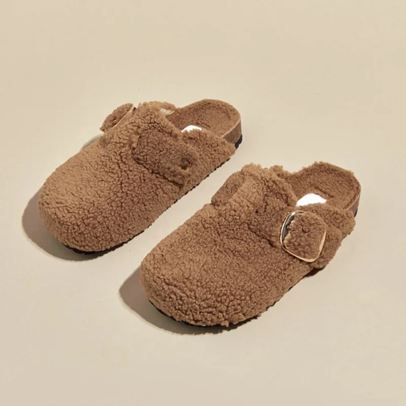 Women's Warm Faux Lamb Wool Mules Slippers for Ultimate Comfort