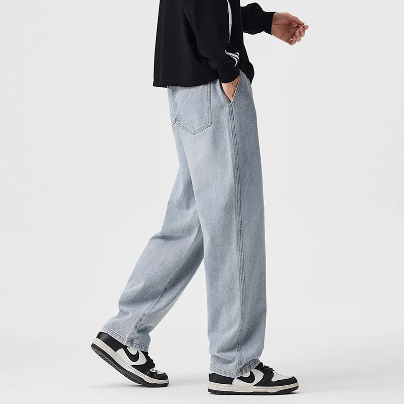 Men's Vintage Drawstring Wide-Leg Jeans | Trendy Casual Pants