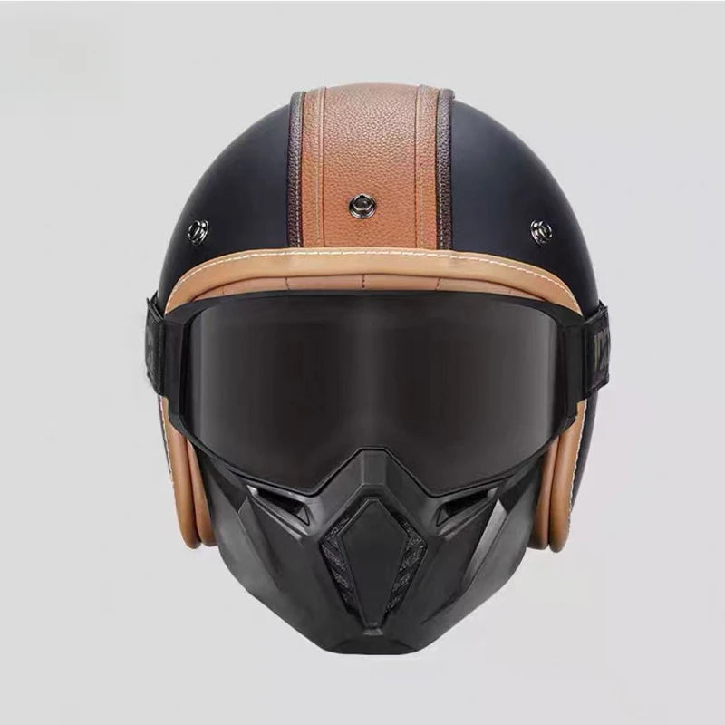 Retro Open Face 3/4 Motorcycle Helmet with Colorful Lens | DOT Certified