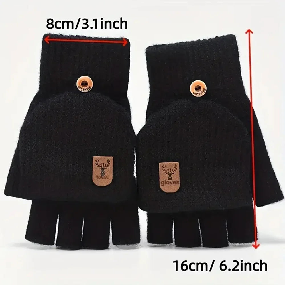 Half Finger Winter Gloves | Convertible Fingerless Mittens for All