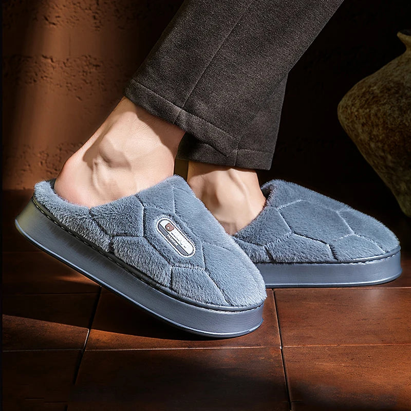 Winter Indoor Couple Slippers | Warm Cotton Plush Home Slides