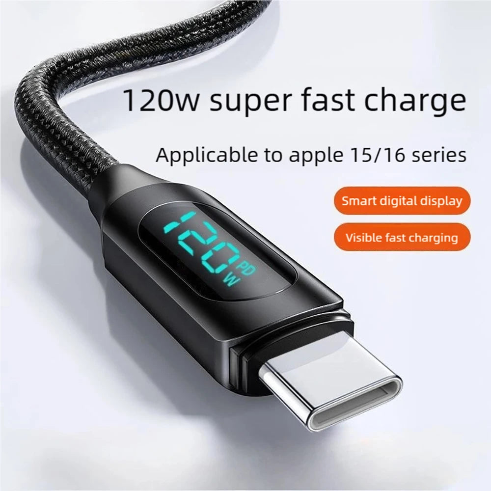 120W Super Fast Type C Charging Cable | High-Speed Data Cord