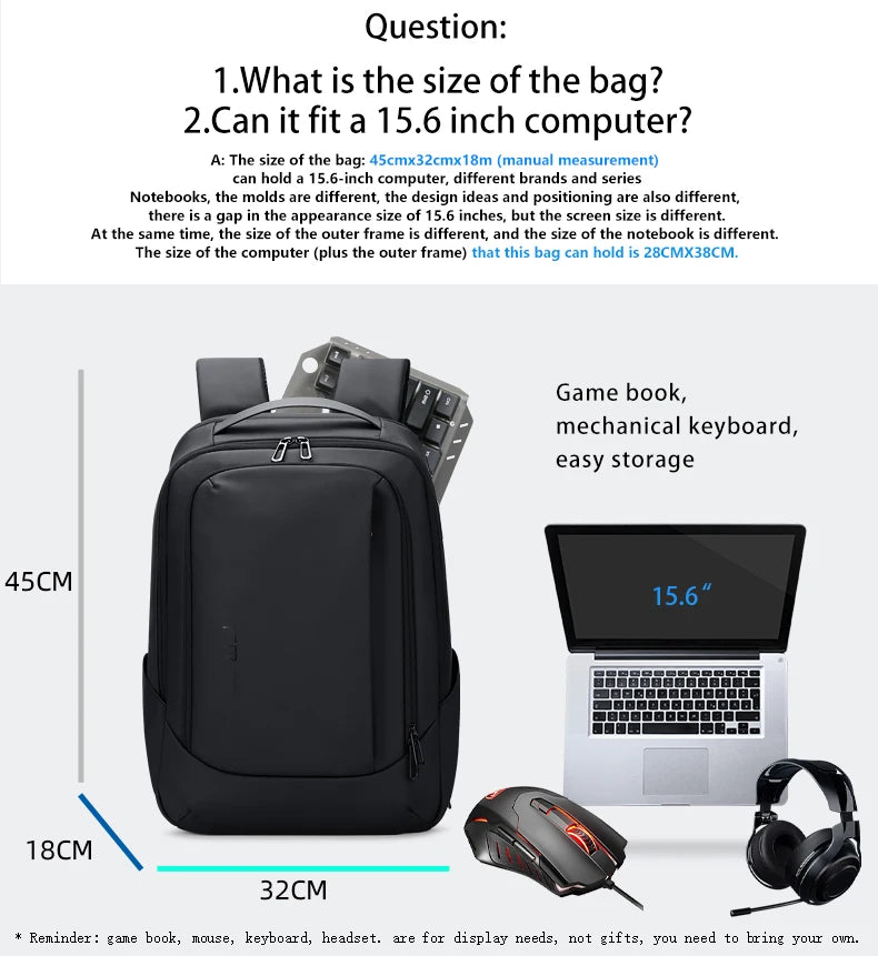 Large Capacity Waterproof Travel Bag for 15.6-inch Laptops