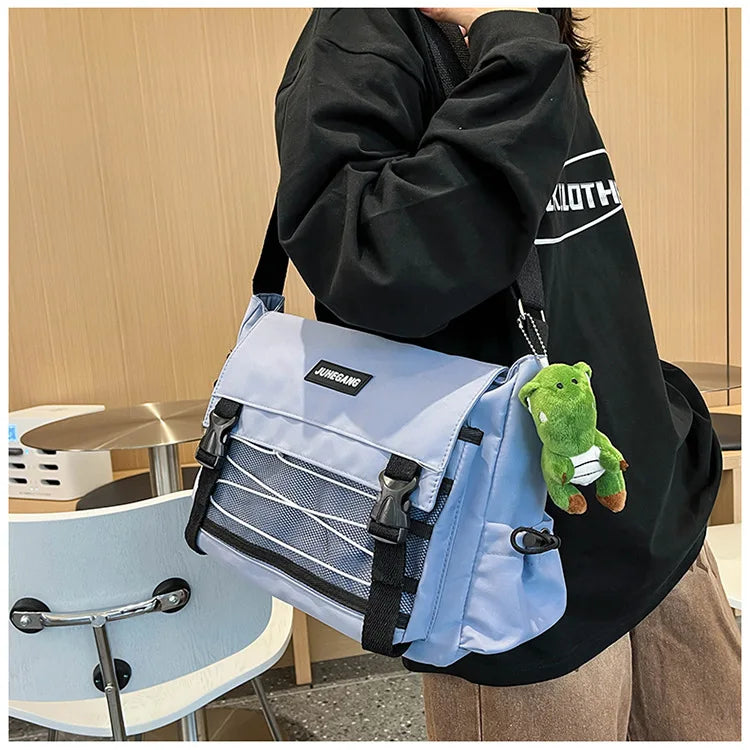 Bolso cruzado de nailon elegante para adolescentes | Bandolera multibolsillos