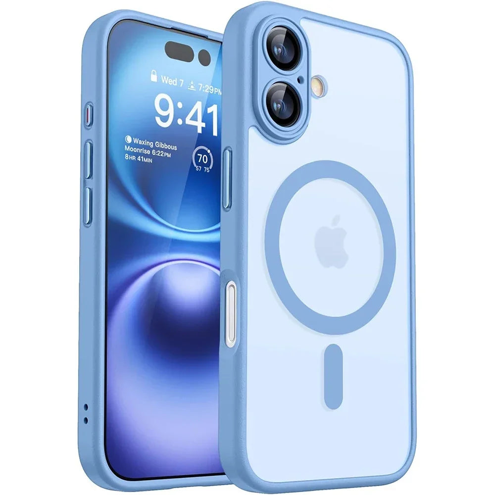 Shockproof Magnetic Matte Translucent Case for iPhone Models