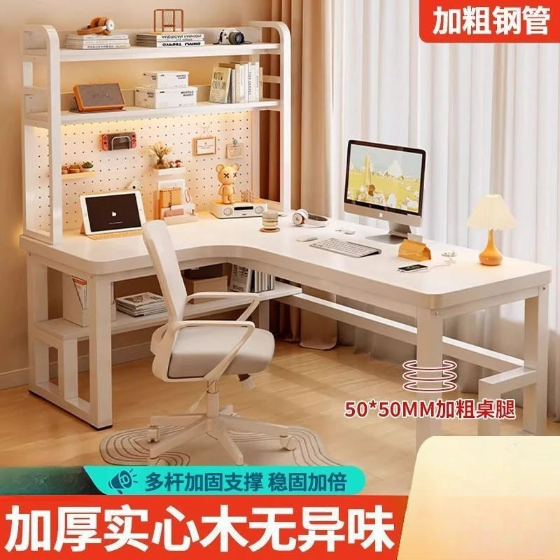 Premium Solid Wood Corner Computer Desk | Modern Workspace Solution