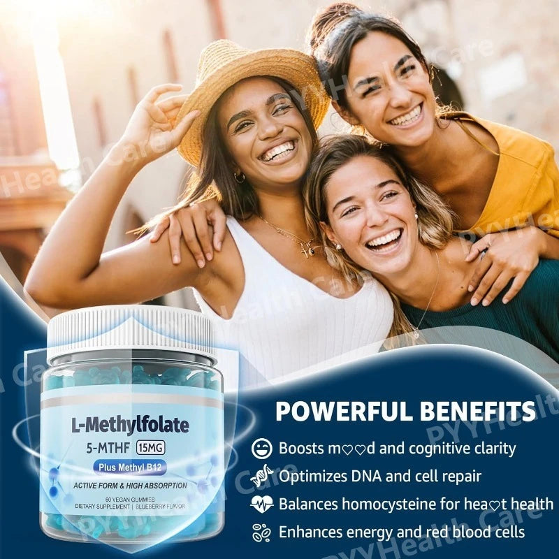 L-Methylfolate Gummies with B-Complex Vitamins for Daily Nutritional Support