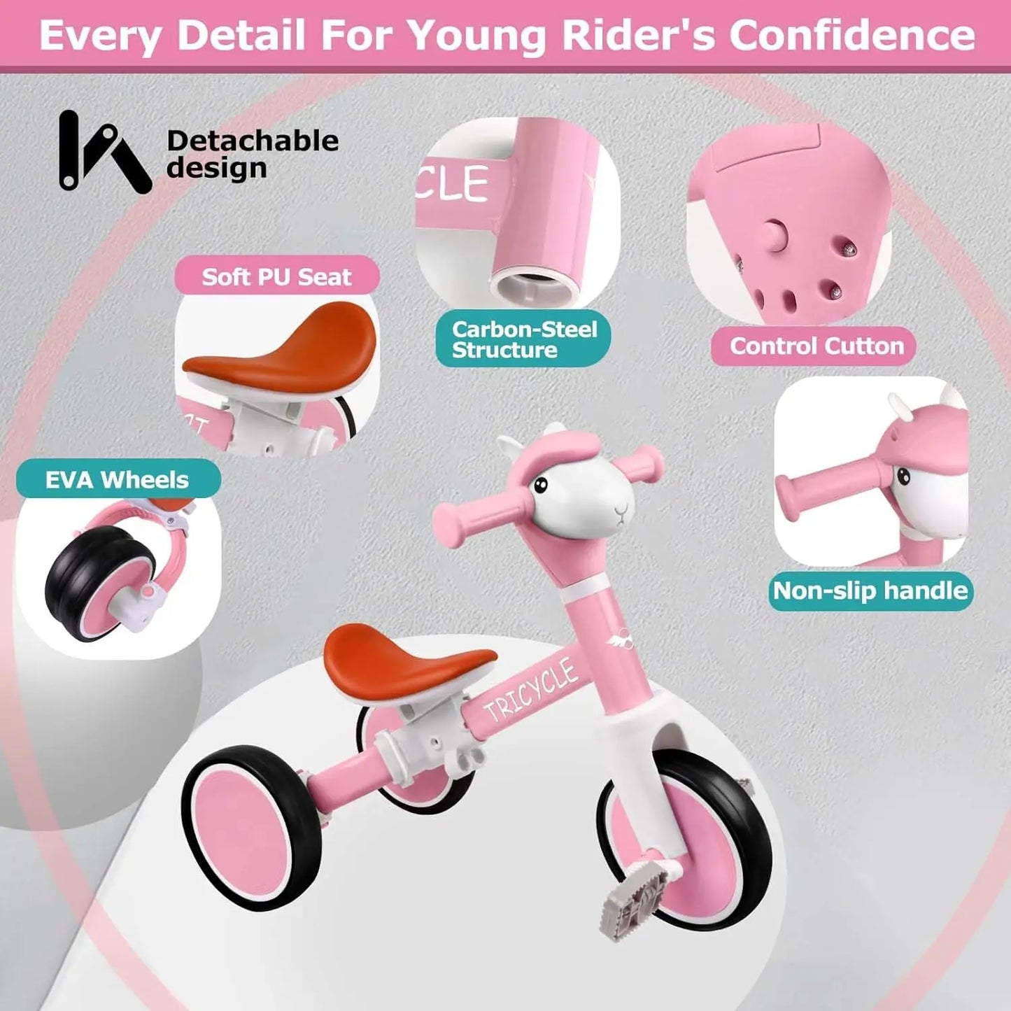 Adjustable Toddler Balance Bike | Fun Light & Music Tricycle