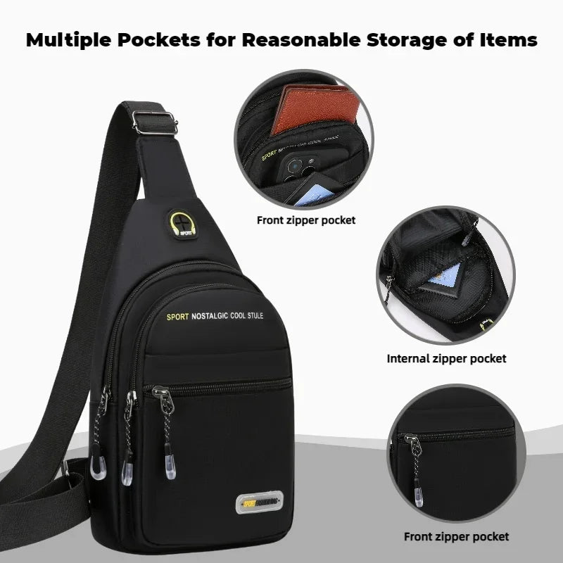 Men's Casual Shoulder Bag with Multiple Pockets for Storage Suitable for Lightweight Shoulder Bags Multifunctional Chest Bags