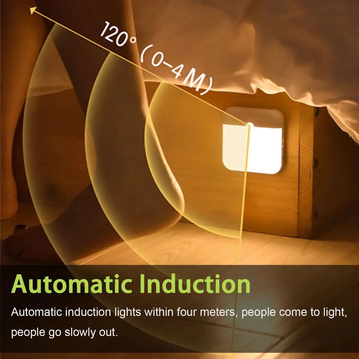 Lámpara LED cuadrada con sensor de movimiento | Iluminación doméstica sin esfuerzo