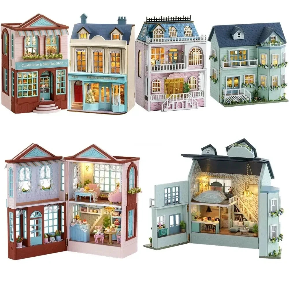 Kit de casa de muñecas en miniatura de madera DIY | Regalo creativo para todas las edades