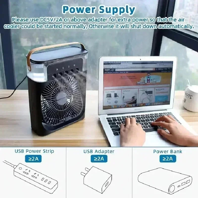 3-in-1 Portable Air Conditioner & Fan | Humidifier & Night Light