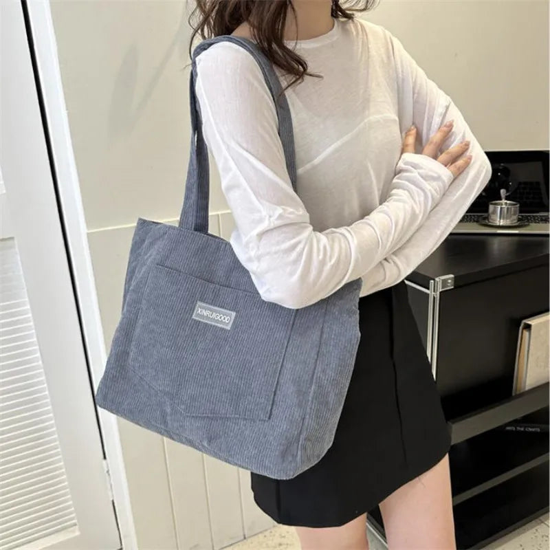 Stylish Women's Corduroy Shoulder Tote Bag | Large Capacity Handbag
