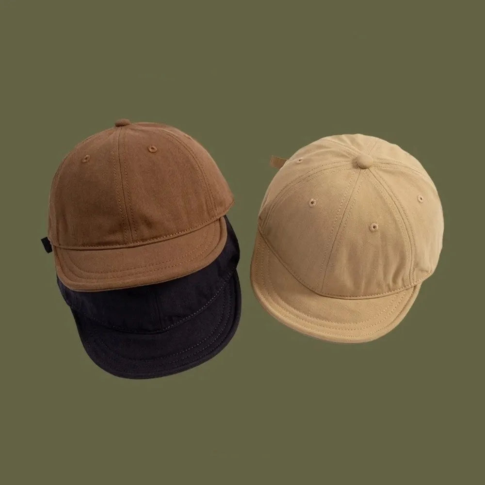 Solid Color Short Brim Baseball Cap | Adjustable Snapback Hat