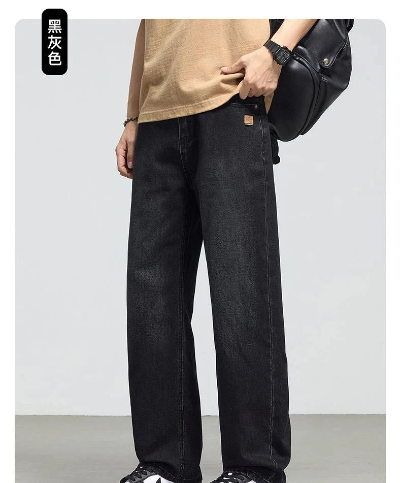 Men's Retro Straight Jeans | Casual Loose Wide Leg Denim Pants