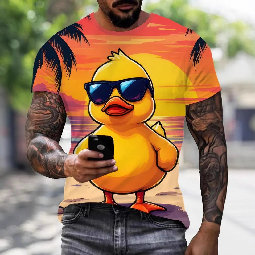 Funny Duck 3D Print Casual Tee | Breathable, Lightweight & Trendy