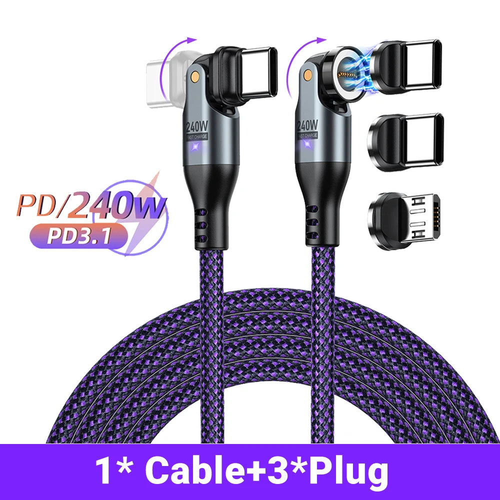 Magnetic 240W Fast Charging USB Type C Cable | Data Sync Cord