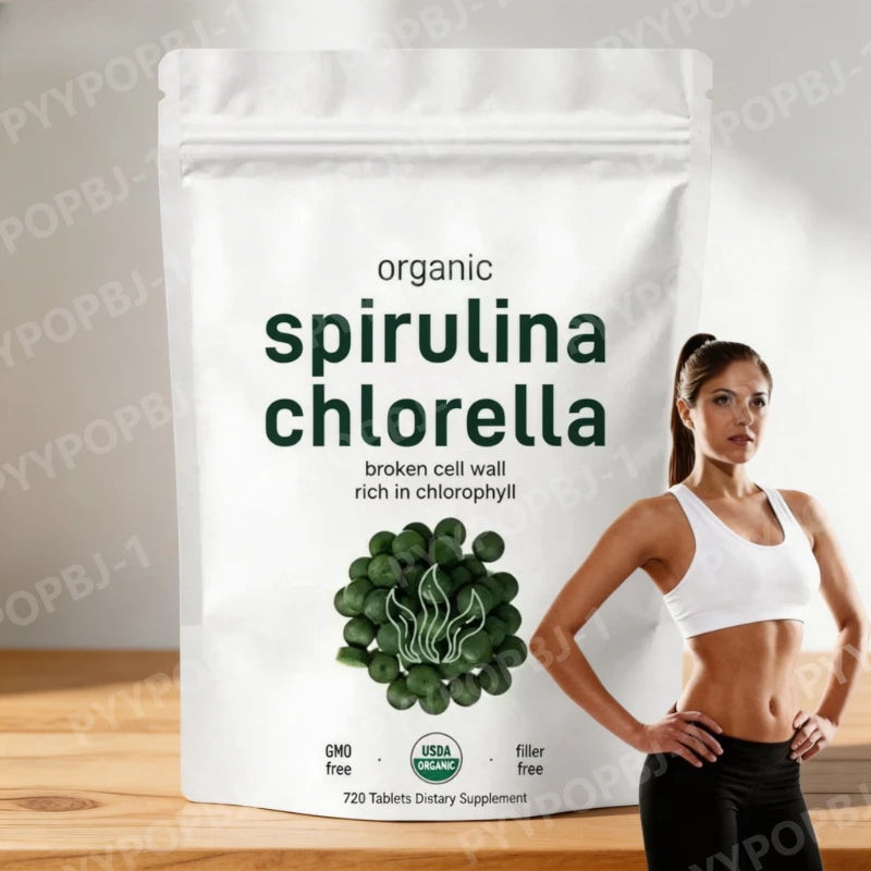 Organic Spirulina Chlorella Tablets - Vegan Superfood Blend