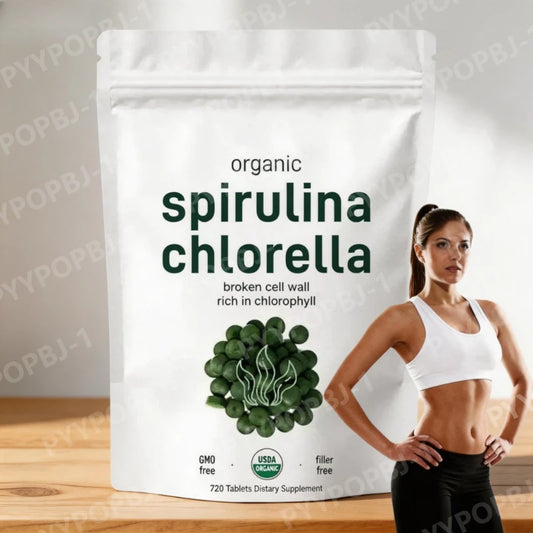 Organic Spirulina Chlorella Tablets - Vegan Superfood Blend