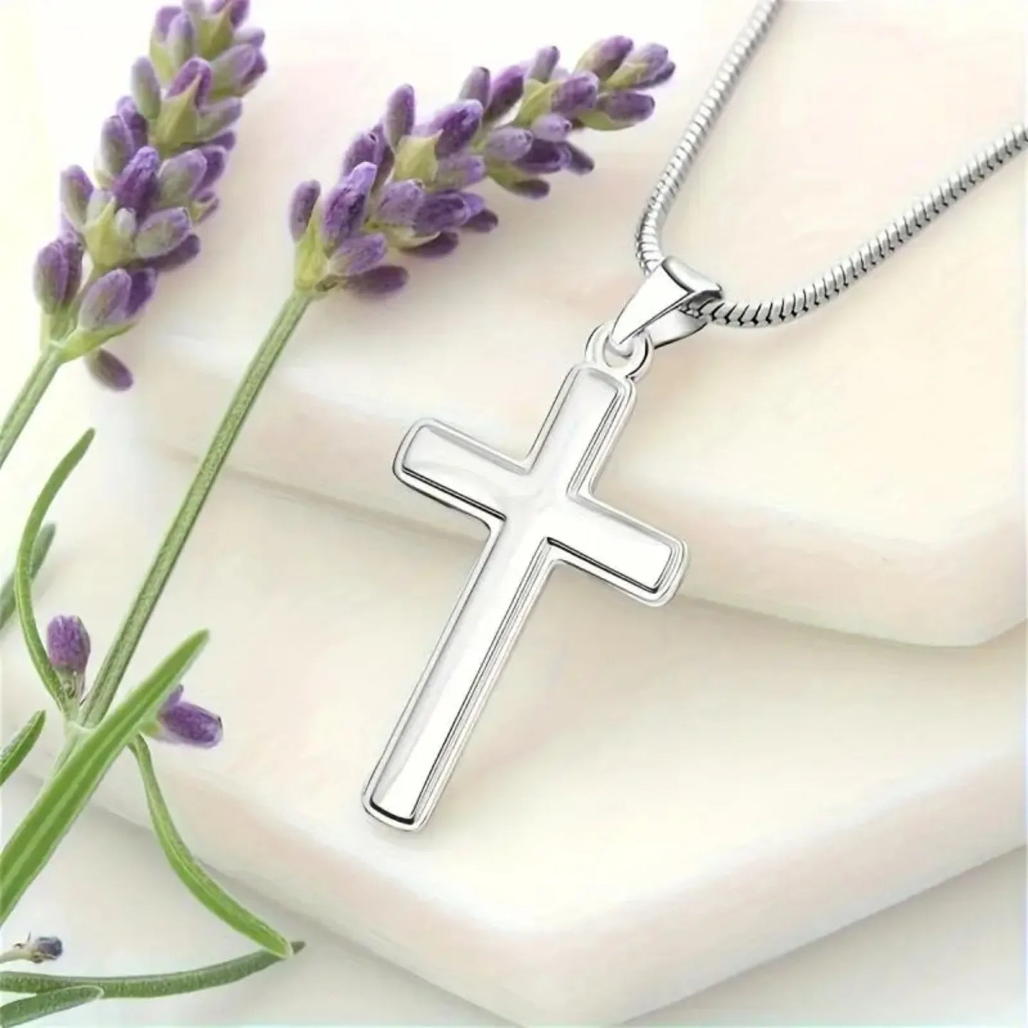Classic Snake Bone Chain Cross Pendant Necklace | Father's Day Gift