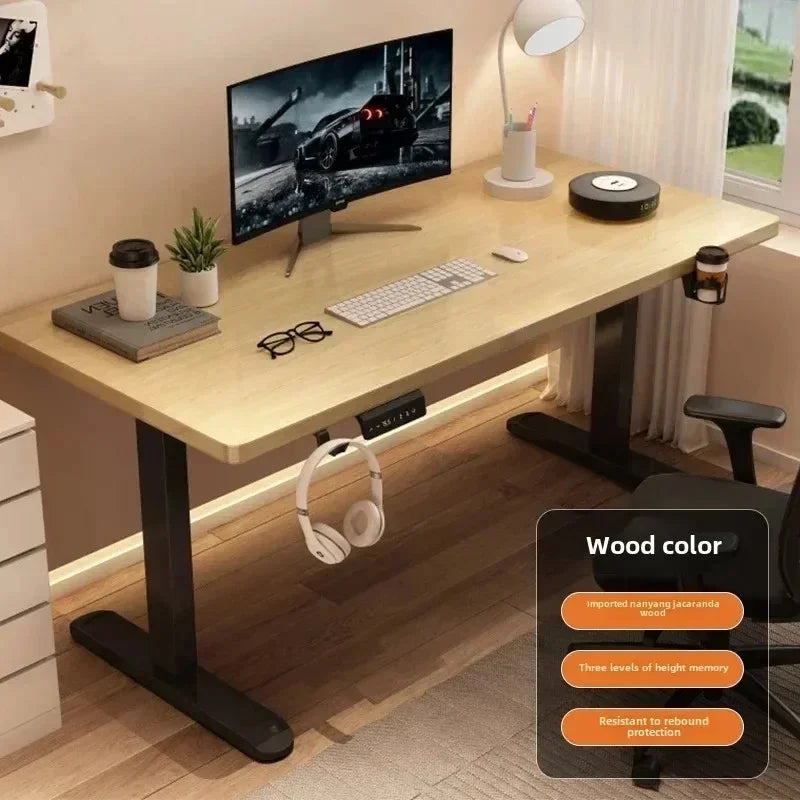 Solid Wood Electric Lifting Table | Versatile Office & Gaming Desk