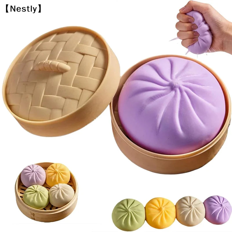 Giant Dumpling Squeeze Toys Anxiety Relief Fidget Toy Simulation Food Steamed Stuffed Bun Squeeze Decompression Dough Toy〔Nest〕