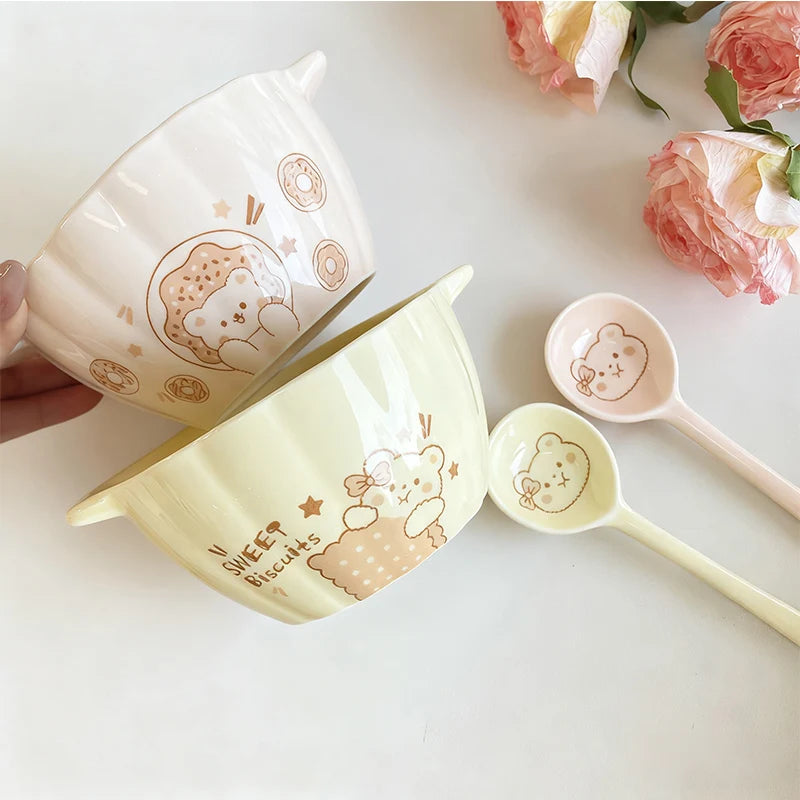 Cute Pumpkin-Shaped Ceramic Bowl Set | Perfect for Salads and Soups