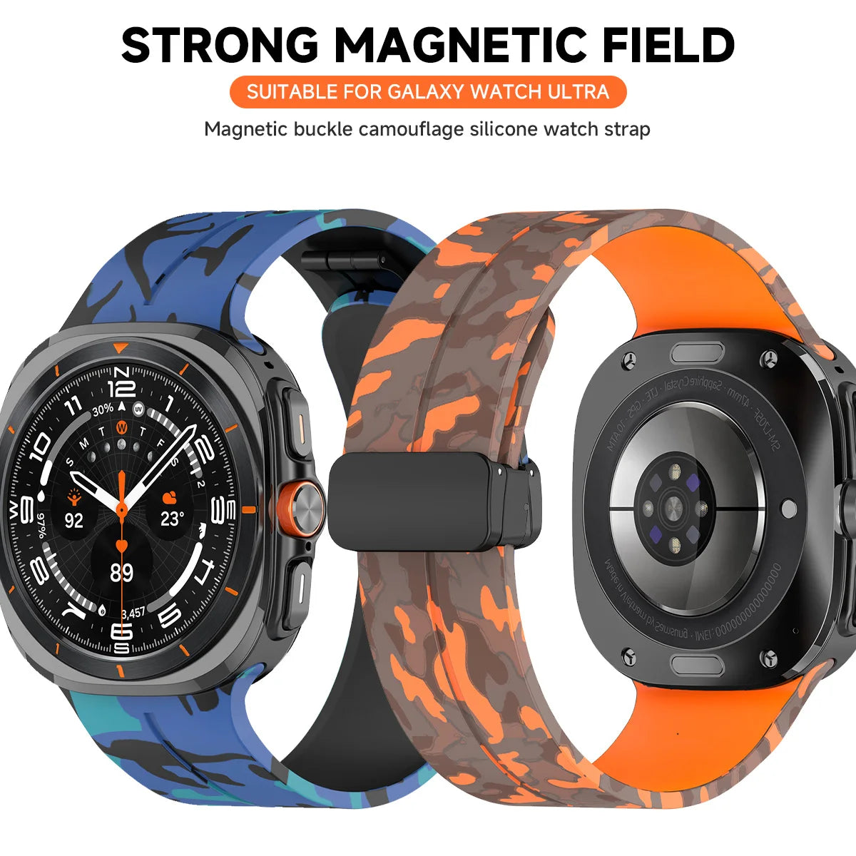 Silicone Sport Strap for 47mm Smartwatch | Magnetic Folding Clasp