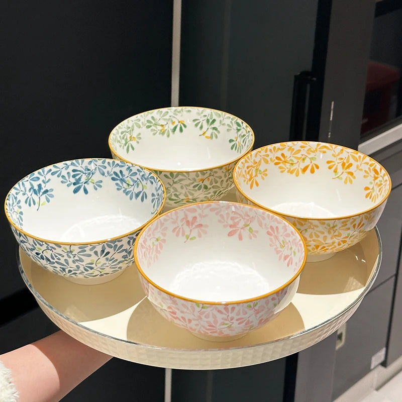 6-Inch Large Capacity Ceramic Bowl | Floral Design for All Meals