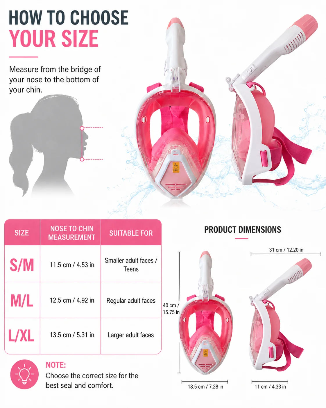 Full Face Snorkel Mask for Glasses Wearers | Anti-Fog & Leak Proof