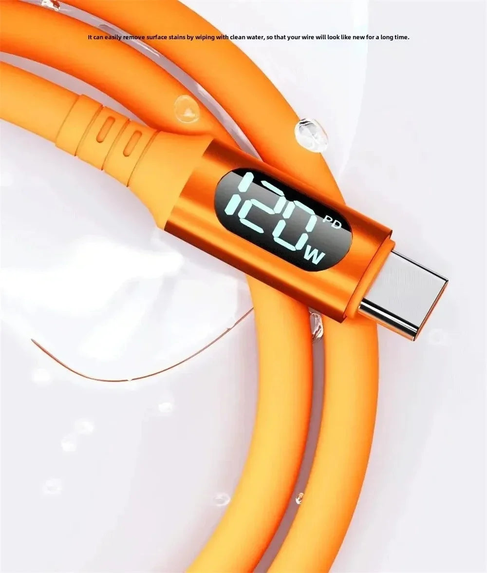 120W Fast Charging USB C Cable with Digital Display | Quick Charge Cord