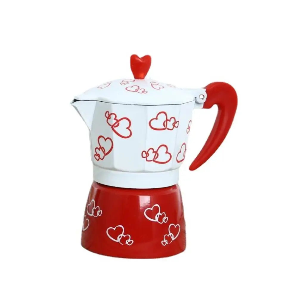 Personalized Heart Pattern Aluminum Mocha Pot | Classic Coffee Maker