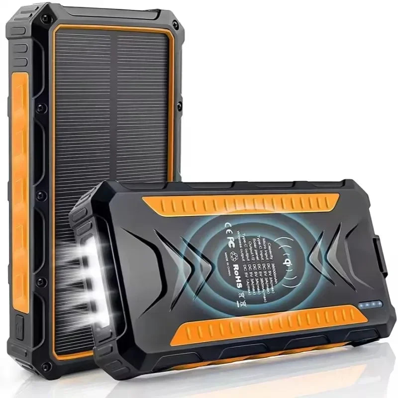 High-Capacity Solar Power Bank | Fast Charging & LED Lights