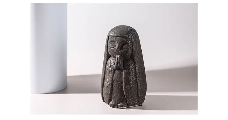 Zen Monk Goddess Ceramic Statue Set | Vintage Asian Decor
