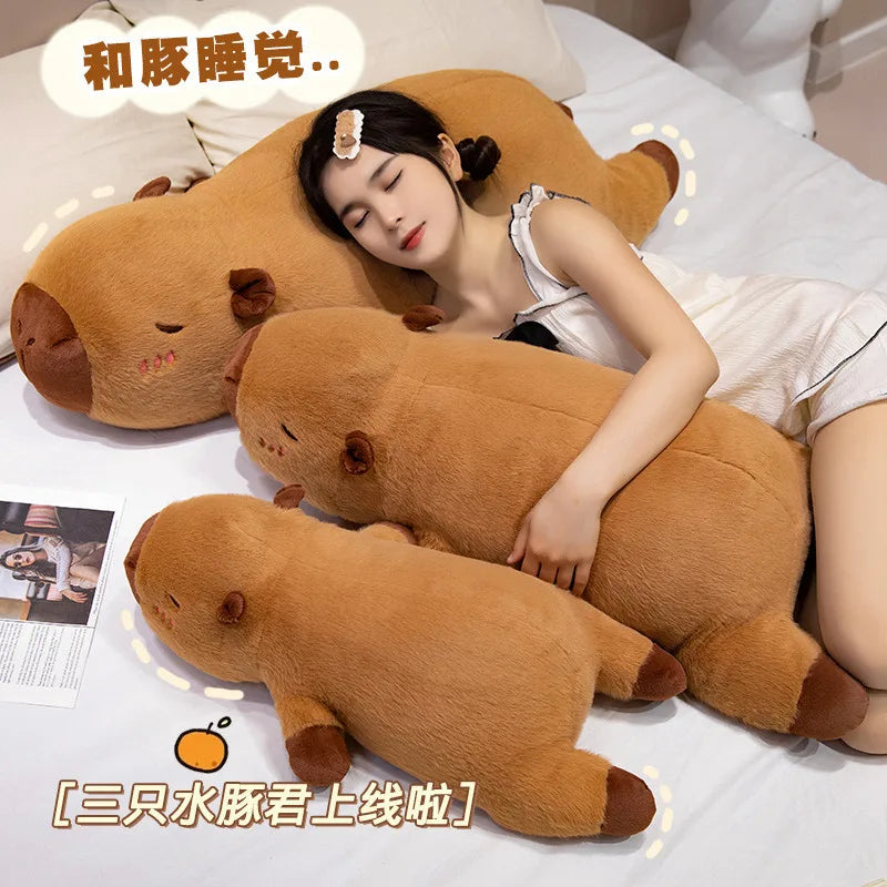 Long Capybara Cartoon Pillow | Comfortable Plush Cushion for Rest
