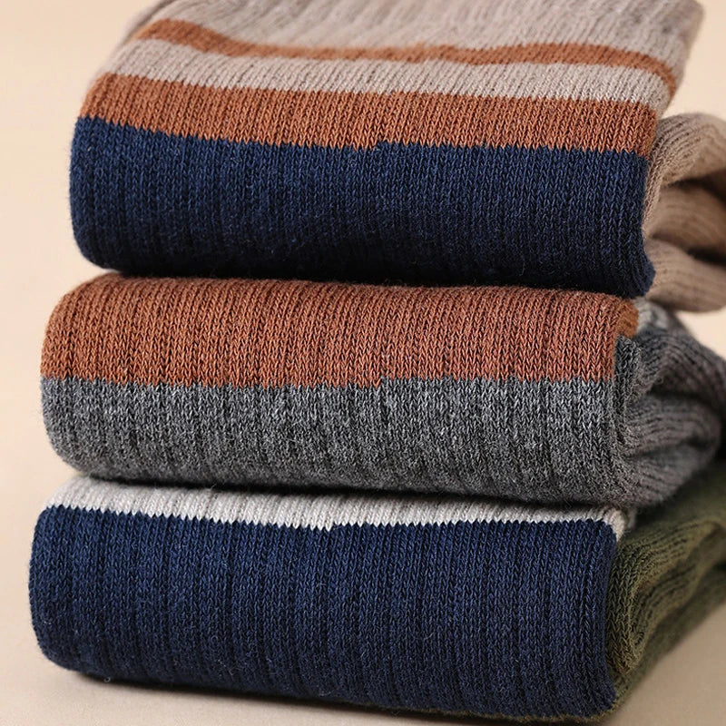 Thick Cotton Striped Winter Toe Socks for Men | Ultimate Warmth