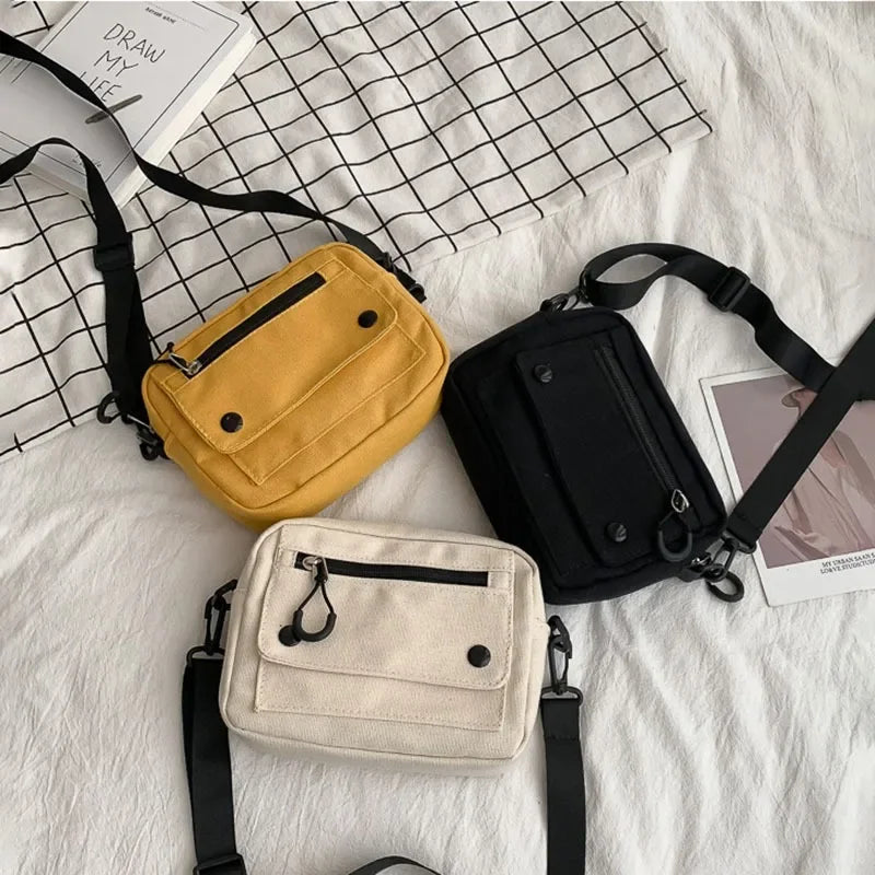 Korean Mini Canvas Crossbody Bag | Versatile Women's Handbag